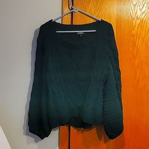 Express Cable knit boat neck sweater long sleeves oversized forest green